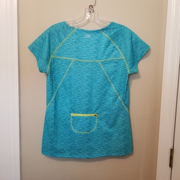 Reel Legends Top Women S Blue With Yellow Accents  Back Zipped Pocket - Picture 5 of 7